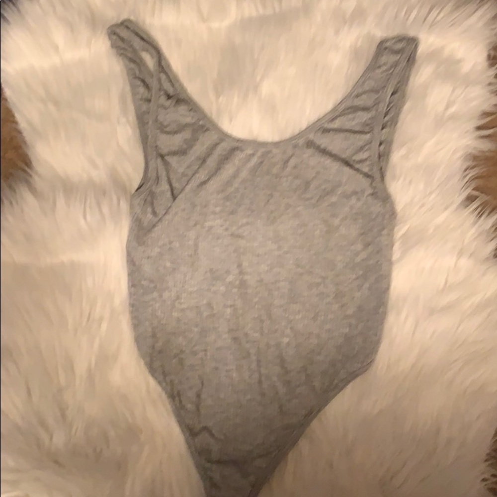 🔥Nasty Girl Thong Gray Ribbed Bodysuit Medium 🔥 - Picture 4 of 5